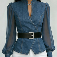 Top en jean VESSA à manches en chiffon délicates – aérien, féminin et facile à assortir