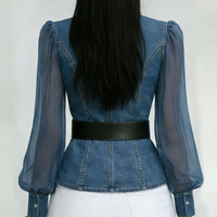 Top en jean VESSA à manches en chiffon délicates – aérien, féminin et facile à assortir
