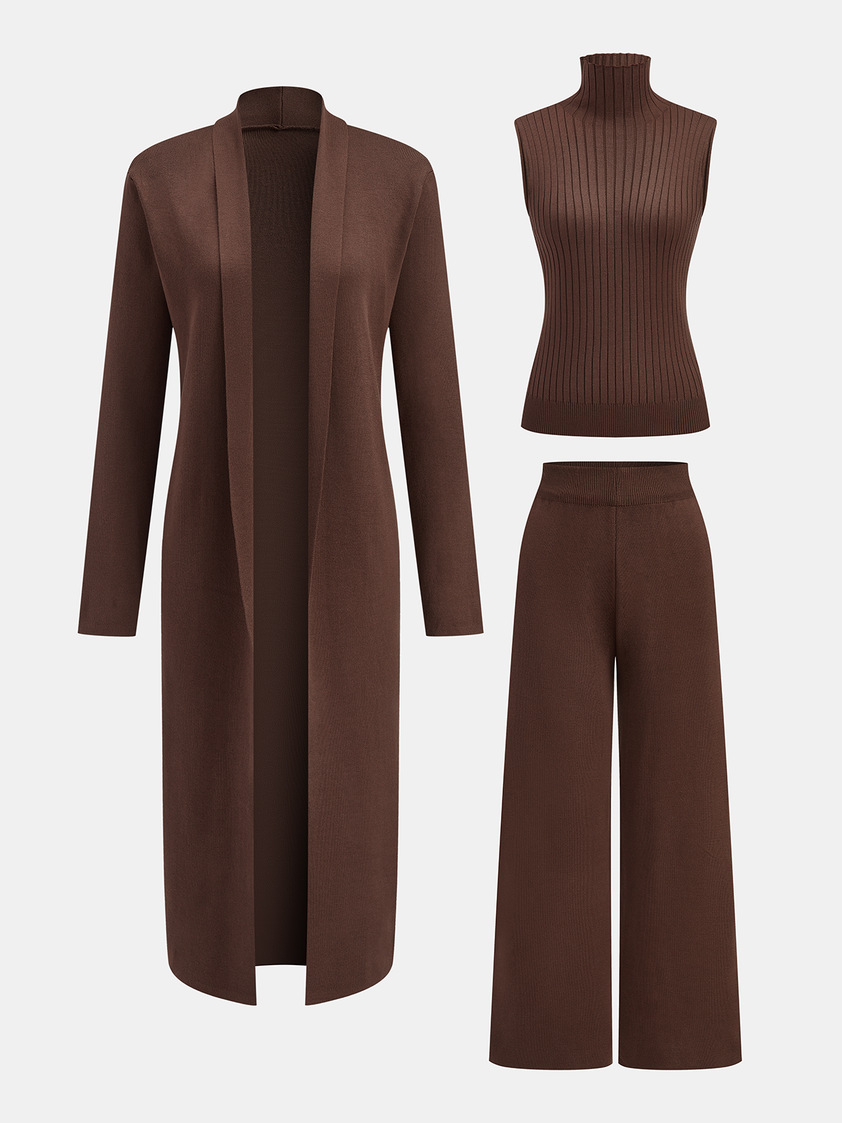 VERASSE™ | Ensemble tricot à trois pièces: pull à col roulé, cardigan et pantalon