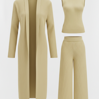 VERASSE™ | Ensemble tricot à trois pièces: pull à col roulé, cardigan et pantalon