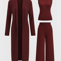 VERASSE™ | Ensemble tricot à trois pièces: pull à col roulé, cardigan et pantalon