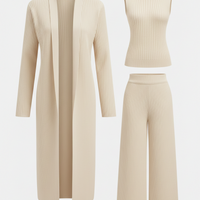 VERASSE™ | Ensemble tricot à trois pièces: pull à col roulé, cardigan et pantalon