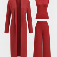 VERASSE™ | Ensemble tricot à trois pièces: pull à col roulé, cardigan et pantalon