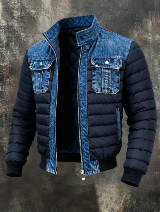 Béranger  veste matelassée à détails denim raffinés vue de face