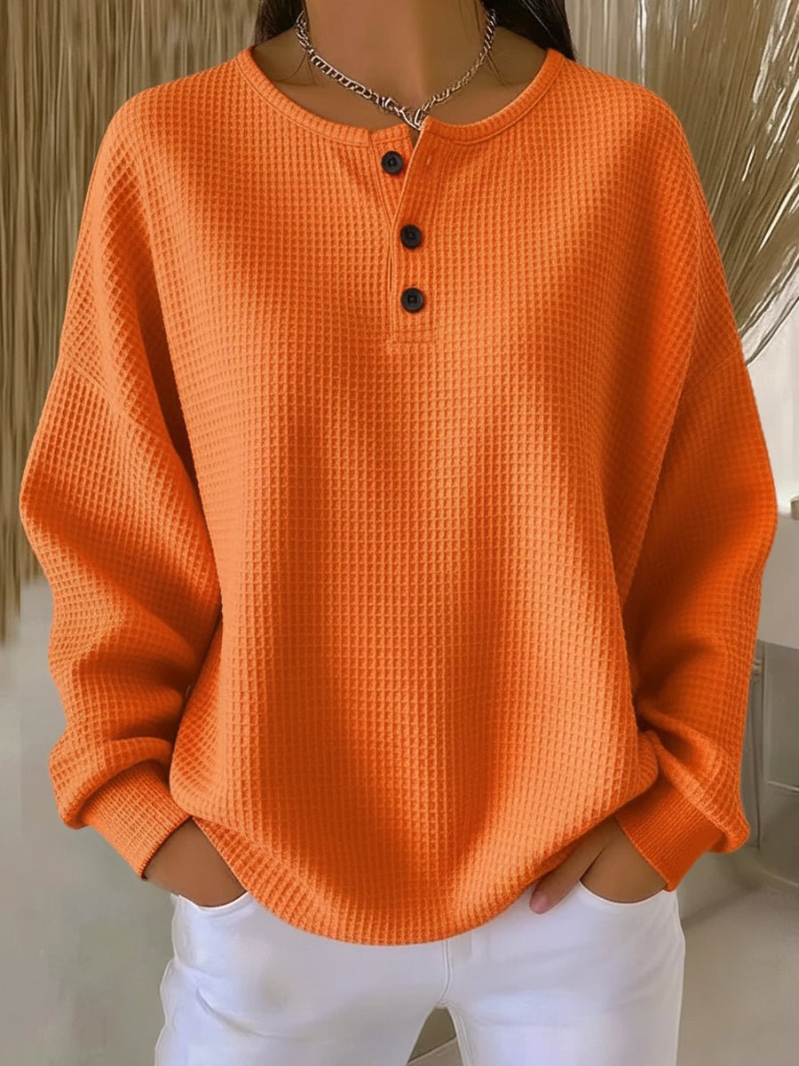 Josette  Sweatshirt à Col Élégant – porté modèle orange