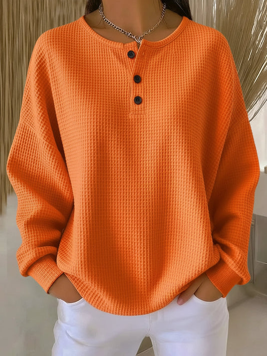 Josette  Sweatshirt à Col Élégant – porté modèle orange